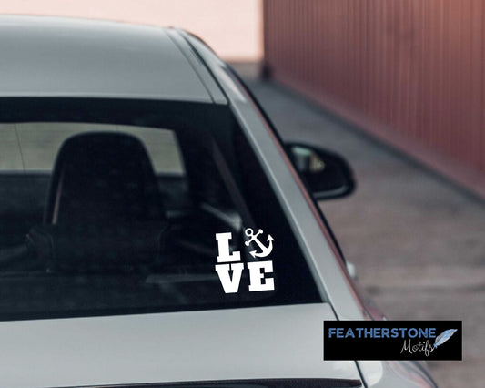 Love boating and being on the water? Then show it with this boating love square! Available in 4 sizes and 10 colors, these vinyl decals make great gifts for everyone. This image shows the boating love square vinyl decal on the back window of a car.