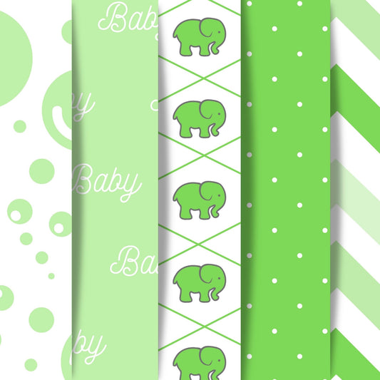 Scrapbookers, this is what you've been looking for! This green themed baby bundle has 30 unique images that can be printed or used as digital backgrounds.
