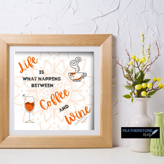 Life is what happens between coffee and wine. If you start your day with a cup of coffee, and relax and the end of the day with a glass of wine, then this set of digital images is perfect for you! These images are sized just right to make your own coasters (for your coffee cup and evening beverage), but they also make great framed artwork or greeting cards. This set has 50 digital images.