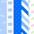 Load image into Gallery viewer, Scrapbookers, this is what you've been looking for! This blue themed baby bundle has 30 unique images that can be printed or used as digital backgrounds.