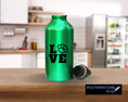 Load image into Gallery viewer, Love your pets? Then show it with this paw love square! Available in 4 sizes and 10 colors, these vinyl decals make great gifts for everyone. This image shows the Paw Love Square on a water bottle..
