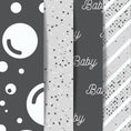 Load image into Gallery viewer, Scrapbookers, this is what you've been looking for! This gray themed baby bundle has 30 unique images that can be printed or used as digital backgrounds.
