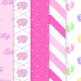 Load image into Gallery viewer, Scrapbookers, this is what you've been looking for! This pink themed baby bundle has 30 unique images that can be printed or used as digital backgrounds.