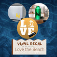 Load image into Gallery viewer, Love the beach? Then show it with this beach themed love square vinyl decal! Available in 4 sizes and 10 colors, these vinyl decals make great gifts for everyone. This image is the cover page.