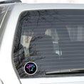 Load image into Gallery viewer, Ladies, it's time to hit the town! This neon die-cut sticker features a couple of cocktail glasses with "Girls Night!" written above. Enjoy! This image shows the Girls Night die-cut sticker on the back window of a car.