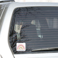 Load image into Gallery viewer, Look for Rainbows! This individual die-cut sticker features a pastel rainbow with "Look for Rainbows" written below. This image shows the Look for Rainbows sticker on the back window of a car.