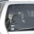 Load image into Gallery viewer, This individual die-cut sticker is great for anyone who loves to sail! It features a blue sailboat with the words "I'd rather be Sailing". This sailing sticker is understated, but says a lot! This image shows the I'd rather be Sailing die-cut sticker on the back window of a car.