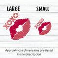 Load image into Gallery viewer, This individual die-cut sticker pretty much speaks for itself! It features a pair of lips with XOXO written above. Nuff said! This image shows large and small Lips stickers next to each other.