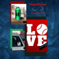 Load image into Gallery viewer, Love baseball? Then show it with this baseball love square vinyl decal! Available in 4 sizes and 10 colors, these vinyl decals make great gifts for everyone. This image shows the cover page.