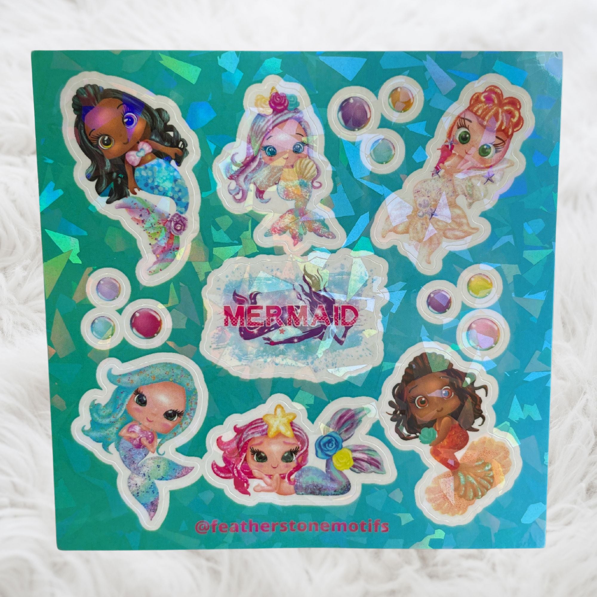 This image shows the Mermaids mini sheet with crackle overlay