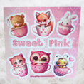 Load image into Gallery viewer, This image shows the Sweet Pink mini sheet with the holographic hearts overlay
