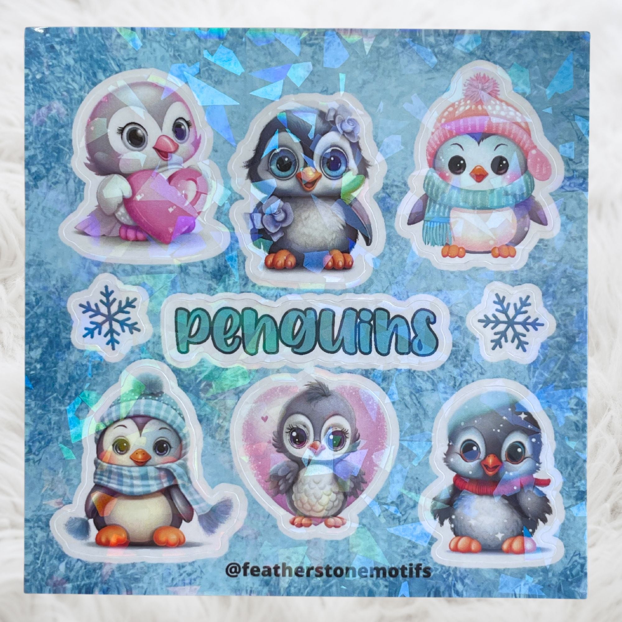 This image shows the Penguins mini sheet with holographic crackle overlay