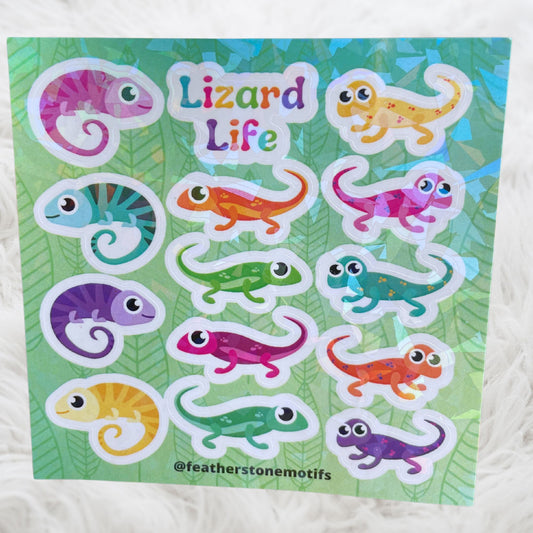 This image shows the Lizard Life mini sheet with crackle overlay