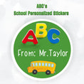 Load image into Gallery viewer, This cover image shows the personalized school sticker on a cloudy background.
