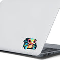 Load image into Gallery viewer, This image shows the baby sea turtle sticker on the back of an open laptop.
