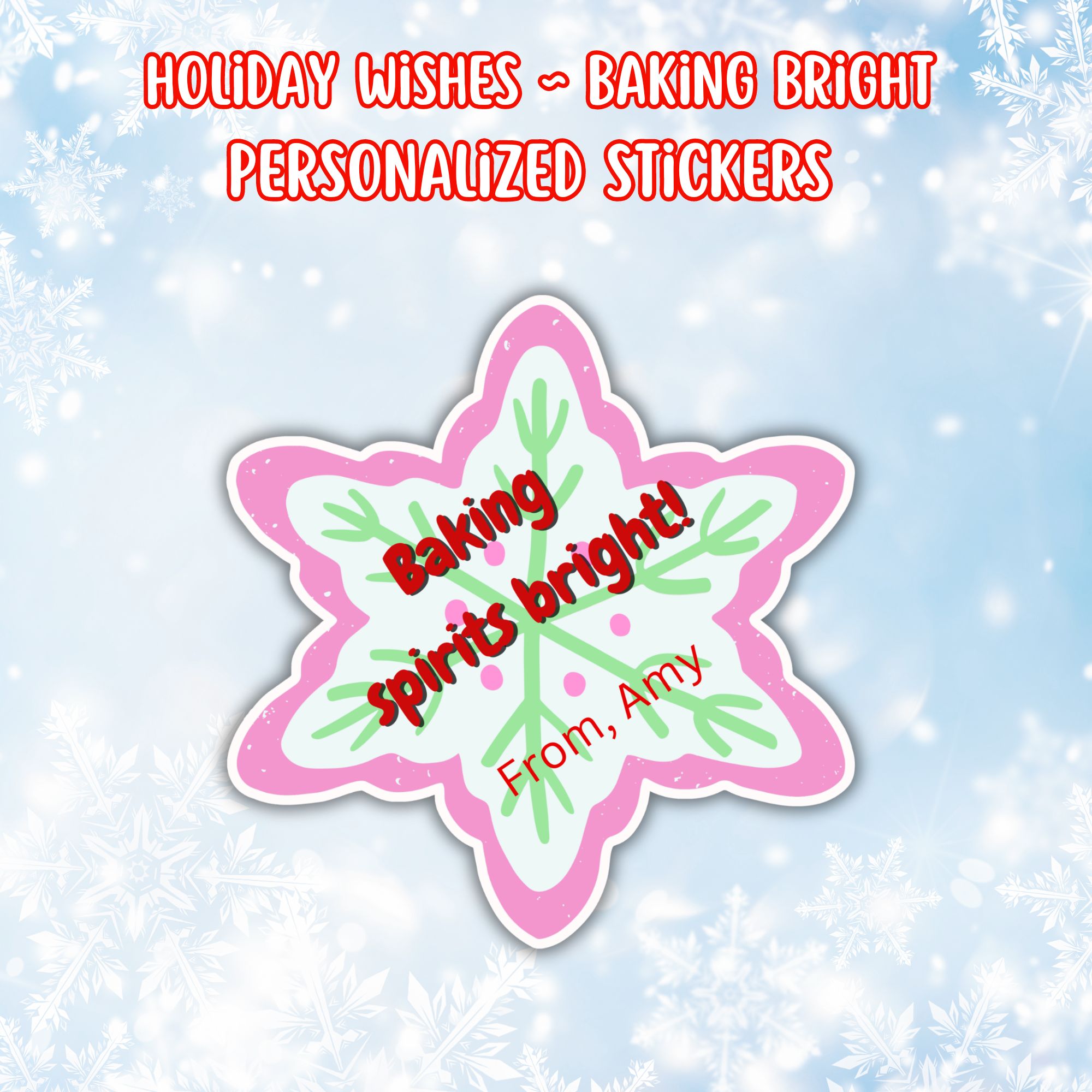 This image shows the Personalized Holiday Stickers - Baking Spirits Bright.