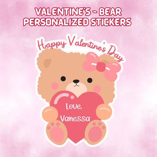 This cover page shows the personalized valentine sticker on a pink cloudy background.