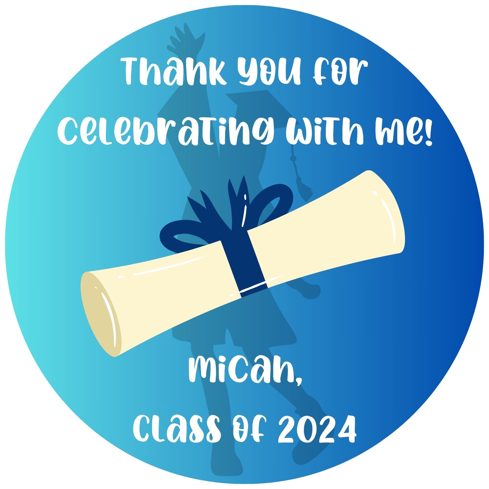 Personalized Grad Party Sticker Bundle - Gradient Thank You