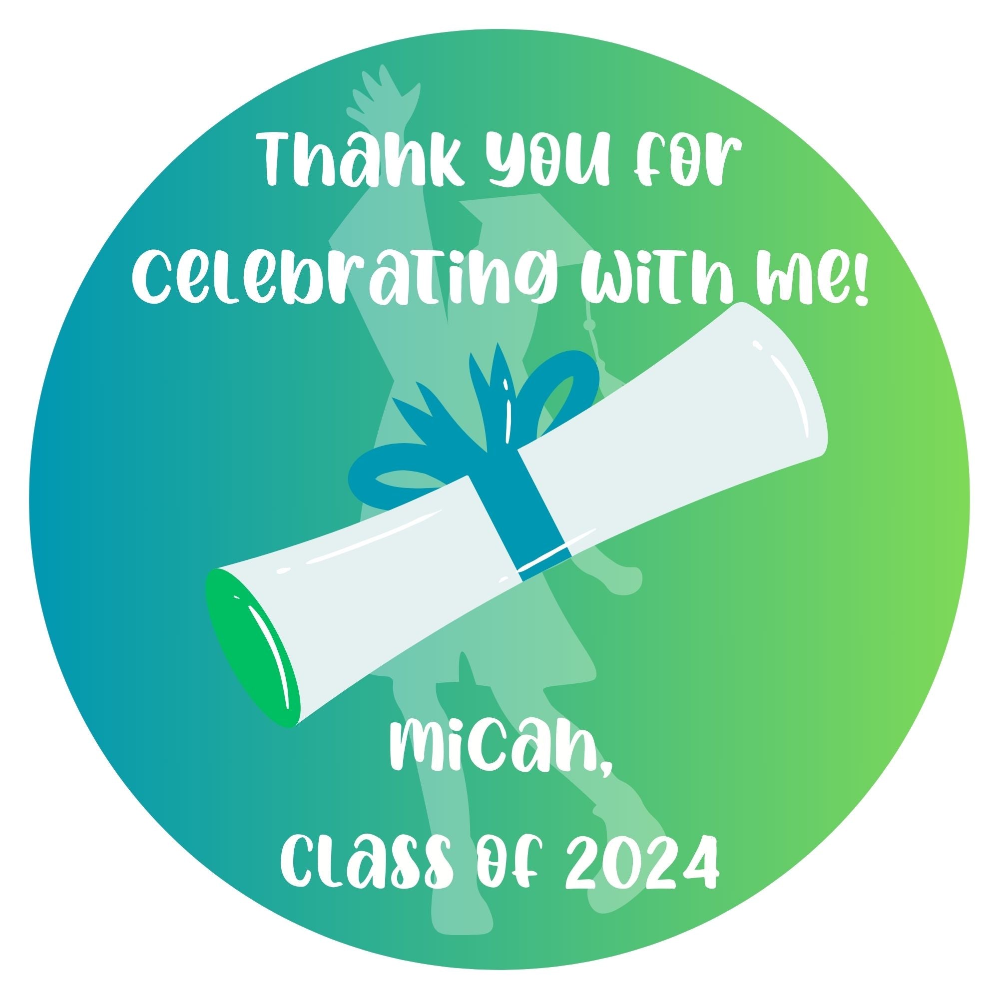 Personalized Grad Party Sticker Bundle - Gradient Thank You