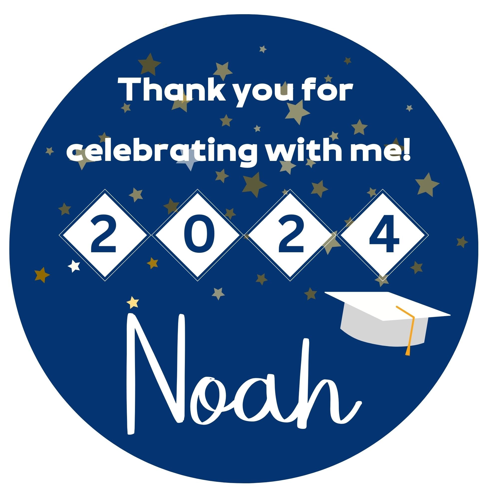 Personalized Grad Party Sticker Bundle - Stars Thank You!