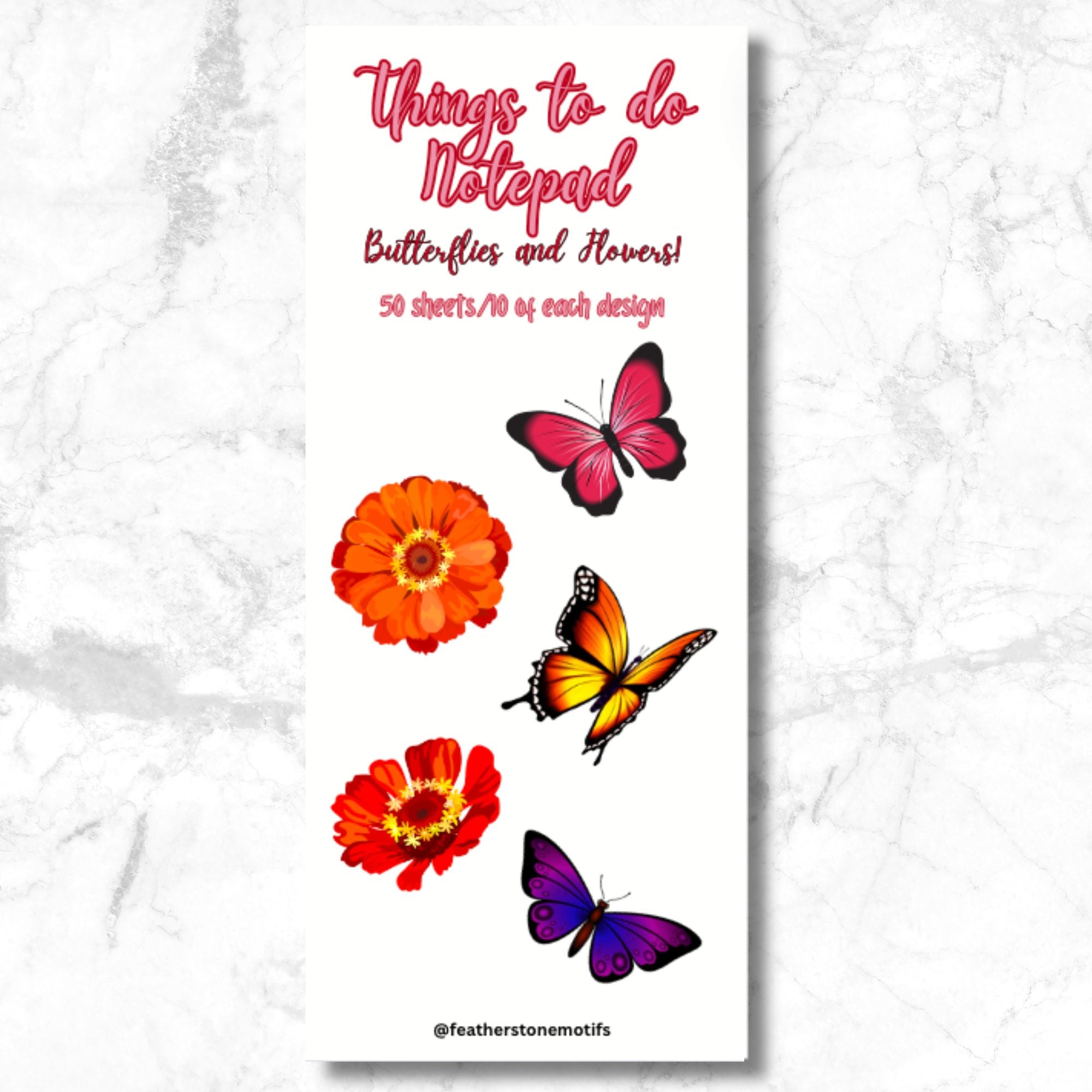 This image shows the cover page of the Things to do Notepad - Butterflies and Flowers.