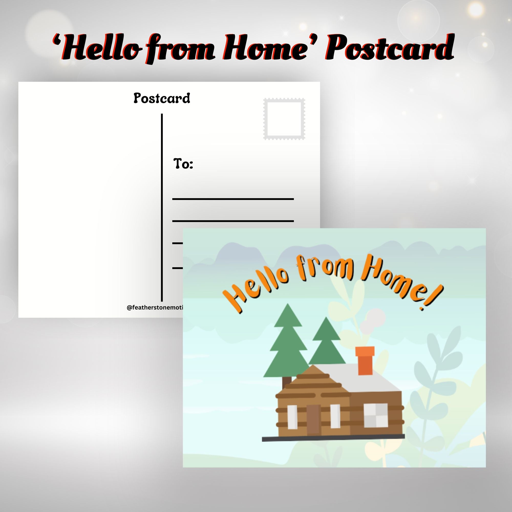 This image shows the Hello from Home postcard included in the Camp Postcard Kit - Happy Camper.