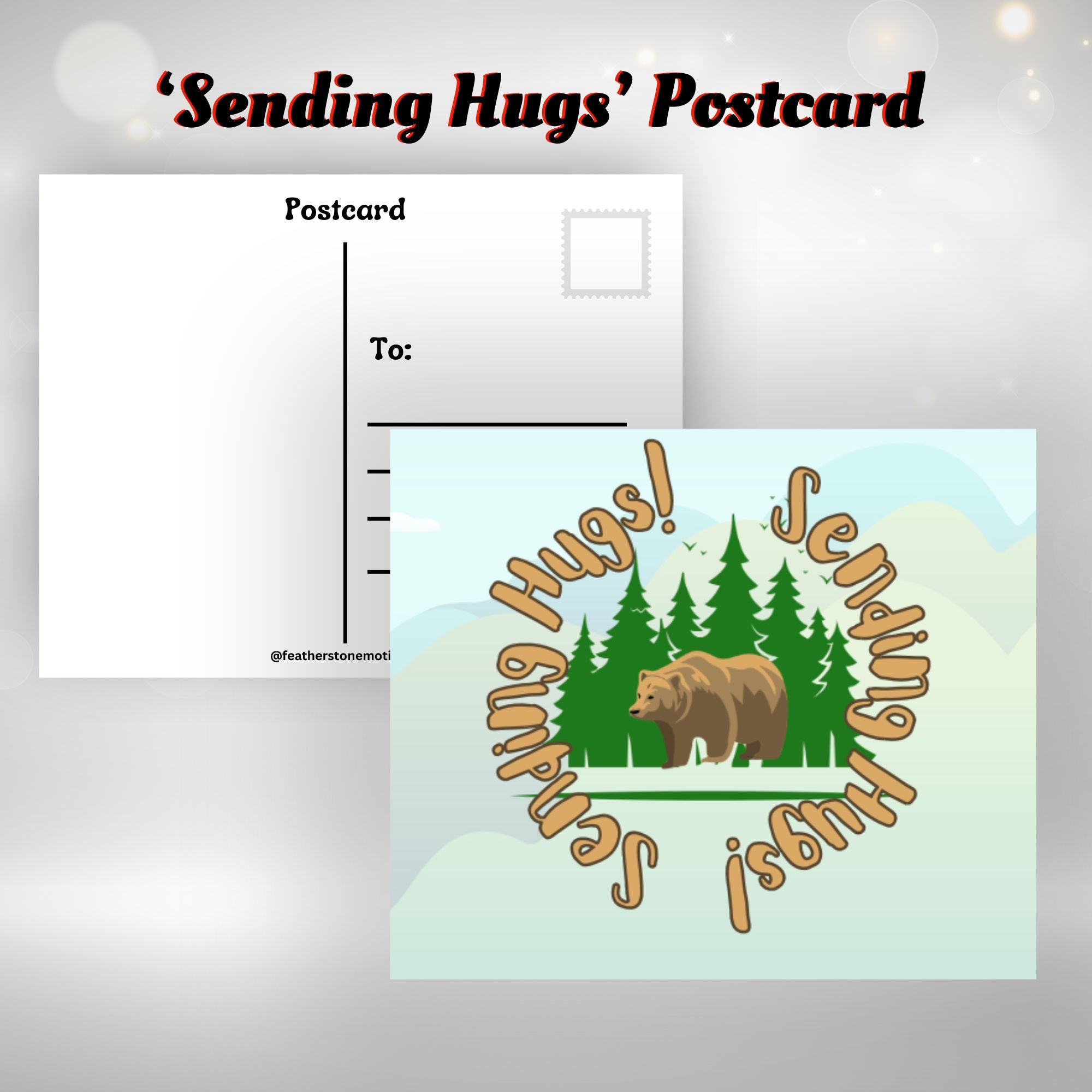 This image shows the Sending hugs postcard included in the Camp Postcard Kit - Happy Camper.