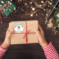 Load image into Gallery viewer, This image shows a package with the Personalized Holiday Stickers - Candy Cane Holidays on it.
