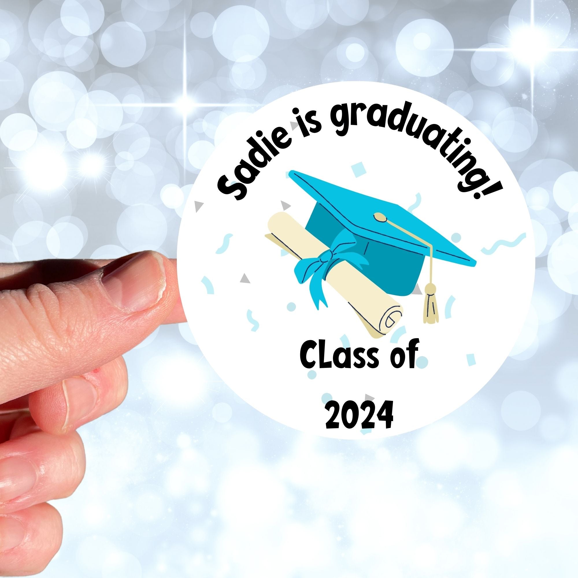Personalized Grad Party Sticker Bundle - Cap & Diploma Congrats!