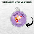 Load image into Gallery viewer, This image show where your personalized message will be printed on the Personalized Holiday Stickers - Christmas Ornament.
