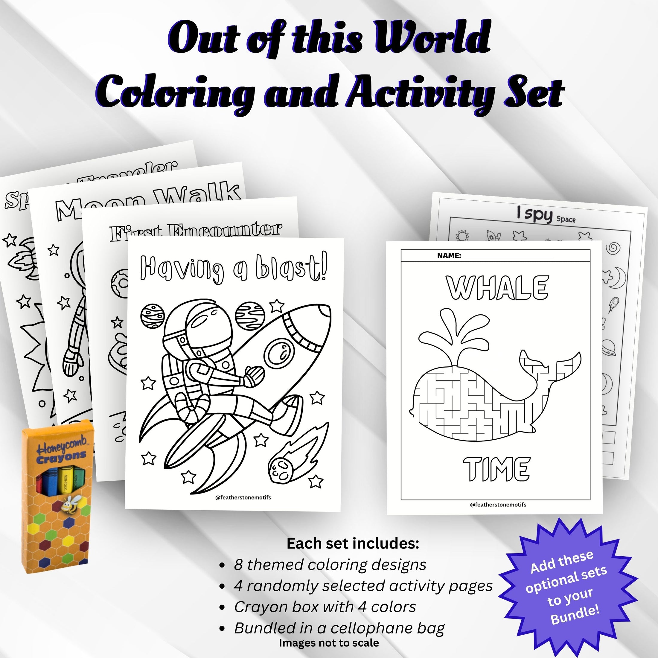 This image shows the optional coloring and activity sets that can be added to the order.