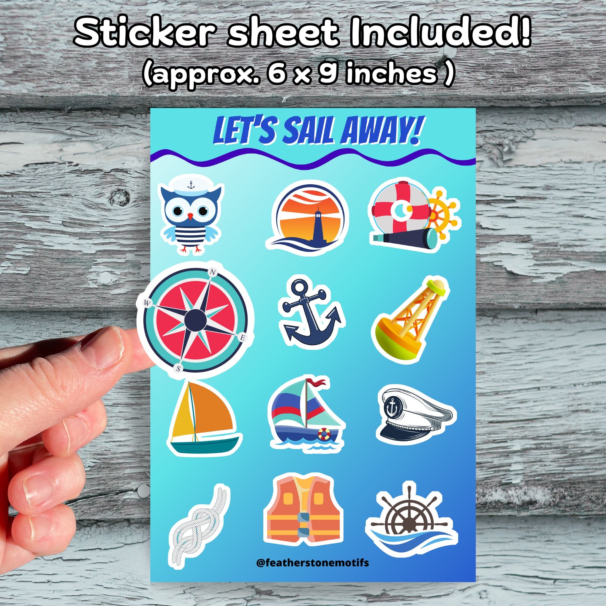 This image shows the 6x9 vinyl sticker sheet included with the Personalized Kids Cruise 5"x7" Activity Book with 32 pages of activities, sticker sheet, magnets, and crayons - Crab.