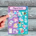 Load image into Gallery viewer, This image shows the 6x9 vinyl sticker sheet included with the Personalized Kids Cruise 5"x7" Activity Book with 32 pages of activities, sticker sheet, magnets, and crayons - Mermaid 2
