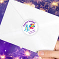 Load image into Gallery viewer, This image shows the back of an envelope with the "You're invited" sticker applied.
