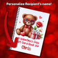 Load image into Gallery viewer, This image shows where your personalized name will be printed on the Personalized Valentine's Day Compact 5"x7" Gift Card Book with Stickers and PVC Cover - Bear-ing Gifts.
