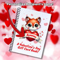 Load image into Gallery viewer, This image shows where your personalized name will be printed on the Personalized Valentine's Day Compact 5"x7" Gift Card Book with Stickers and PVC Cover - Foxy.
