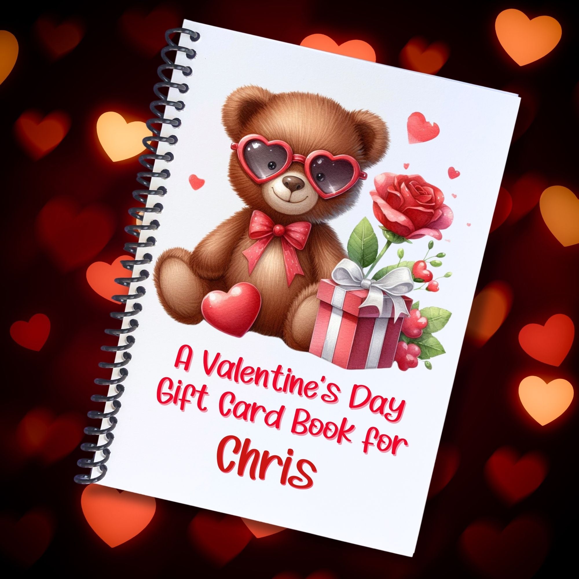 This image shows the Personalized Valentine's Day Compact 5"x7" Gift Card Book with Stickers and PVC Cover - Bear-ing Gifts