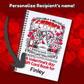 Load image into Gallery viewer, This image shows where your personalized name will be printed on the Personalized Valentine's Day Compact 5"x7" Gift Card Book with Stickers and PVC Cover - Cupid's Brewing.
