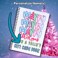 Load image into Gallery viewer, This image shows where your personalized name will be printed on the 6 Page Personalized Christmas Gift Card Book with Stickers and PVC Cover - Merry Christmas.
