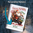 Load image into Gallery viewer, This image shows where your personalized name will be printed on the 6 Page Personalized Christmas Gift Card Book with Stickers and PVC Cover - Biker Santa.

