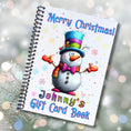 Load image into Gallery viewer, This image shows the 6 Page Personalized Christmas Gift Card Book with Stickers and PVC Cover - Christmas Snowman.
