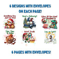 Load image into Gallery viewer, This image shows the 6 page designs in the 6 Page Personalized Christmas Gift Card Book with Stickers and PVC Cover - Christmas Dog.
