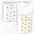 Load image into Gallery viewer, This image shows the 2 pages of matte paper stickers included in the Personalized Baby Gift Card Book with Stickers - Stork.
