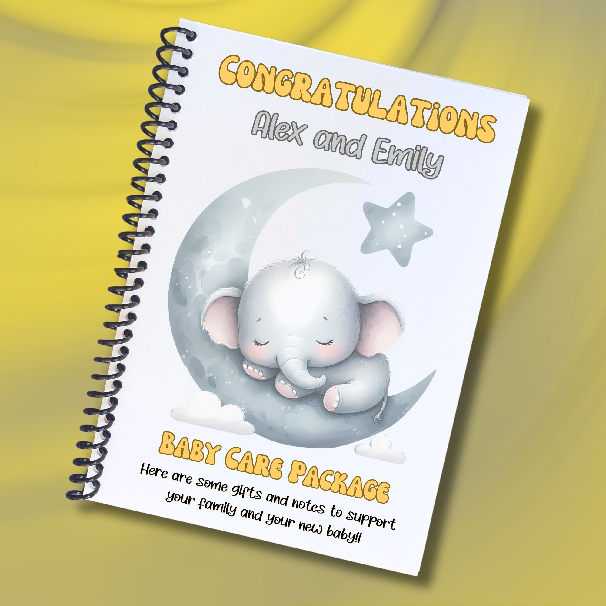 This image shows the cover of the Personalized Baby Gift Card Book with Stickers - Elephant.