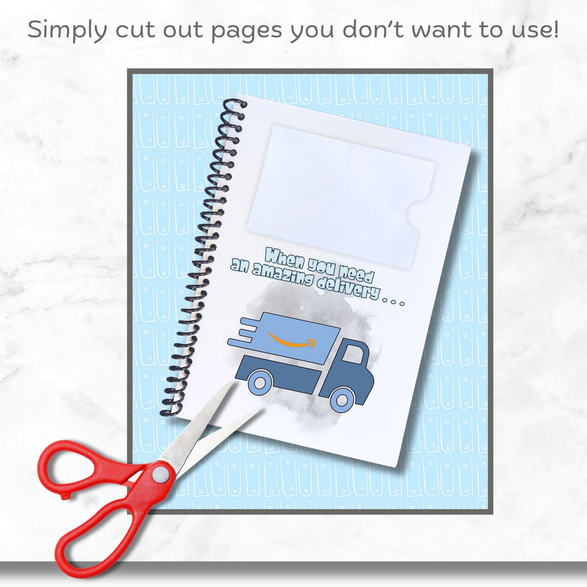 This image shows how you can cut out any pages you don't need in the Personalized Baby Gift Card Book with Stickers - Nautical Bear.