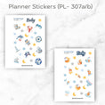 Load image into Gallery viewer, This image shows the 2 PL-307 stickers included with the Personalized Baby Gift Card Book with Stickers - Nautical Bear.
