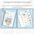 Load image into Gallery viewer, This image shows how you can use the included matte paper stickers to personalize the Personalized Baby Gift Card Book with Stickers - Nautical Bear.
