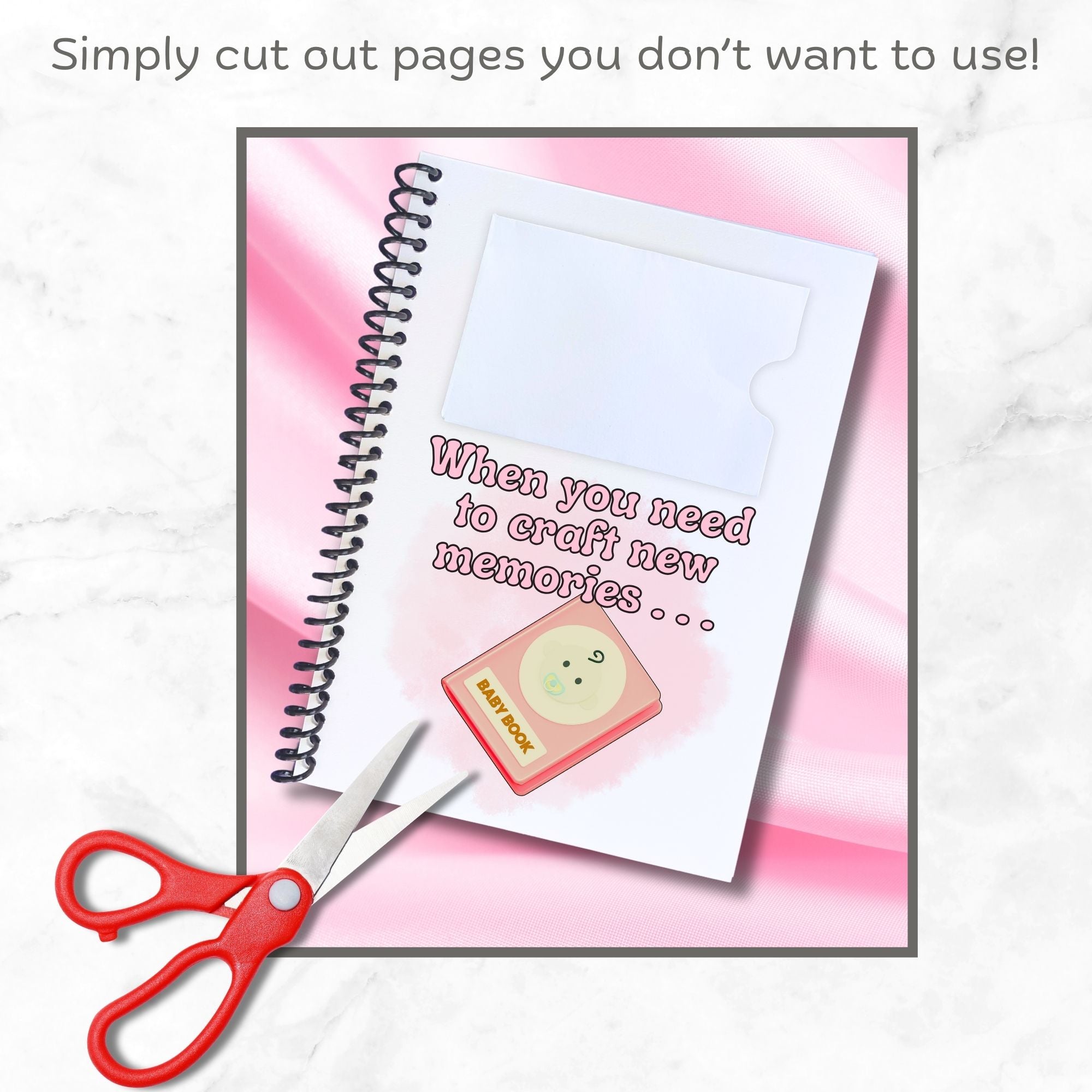 This image shows that you can cut out any pages you don't want included in the Personalized Baby Gift Card Book with Stickers - Koala.