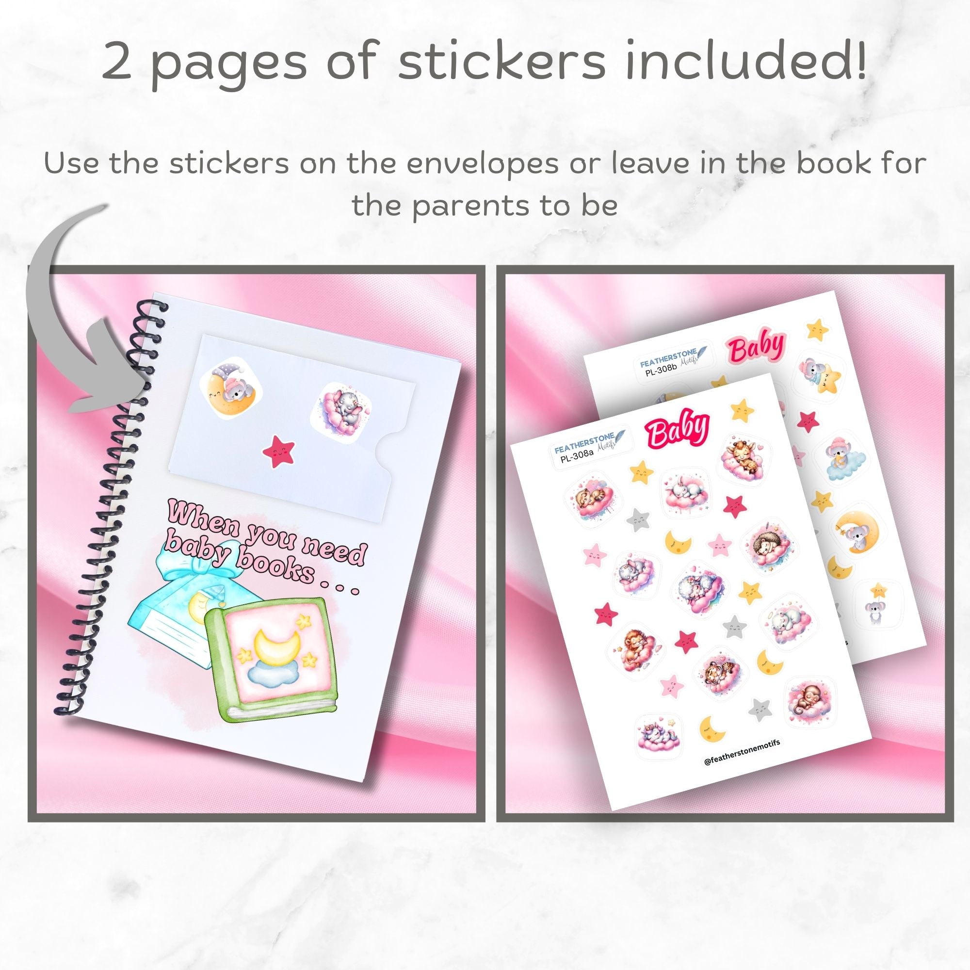 This image shows how you can use the included matte paper stickers to personalized the Personalized Baby Gift Card Book with Stickers - Koala.