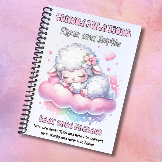 This image shows the cover of the Personalized Baby Gift Card Book with Stickers - Lamb.